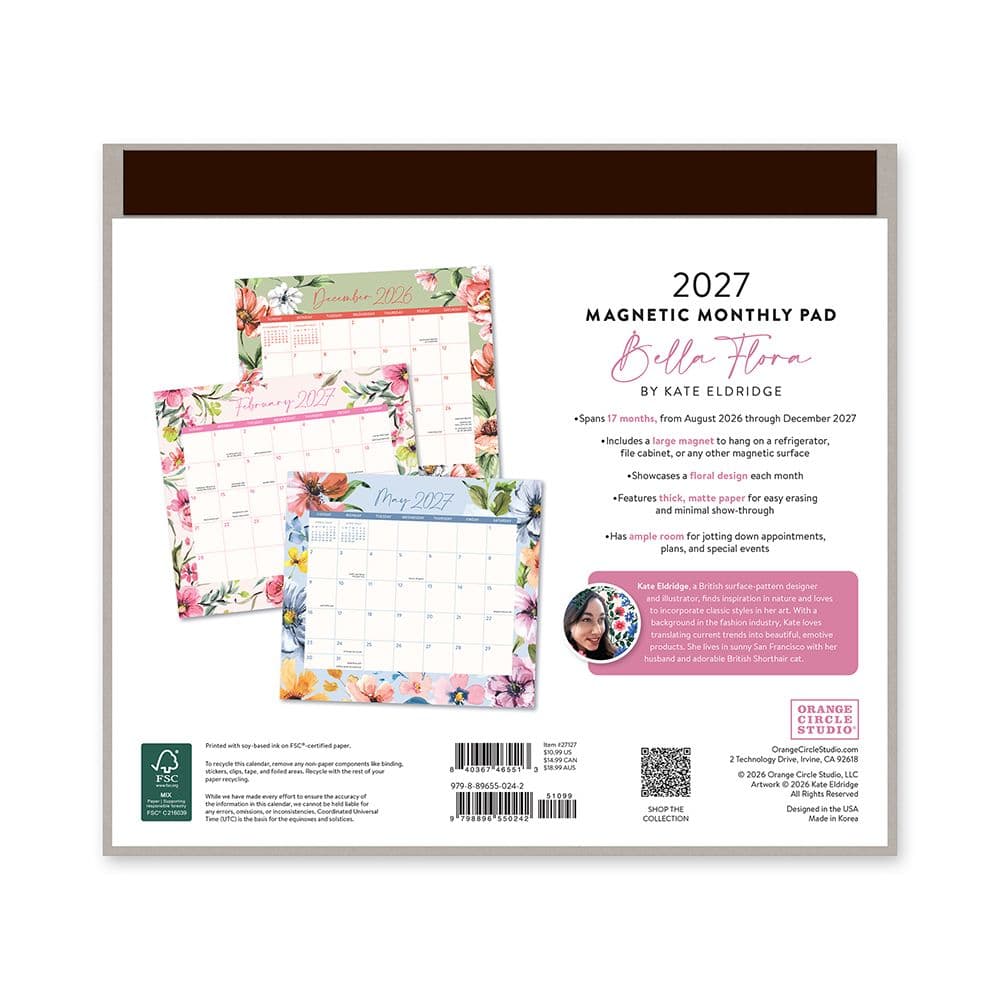 Bella Flora 2027 Magnetic Wall Calendar First Alternate Image