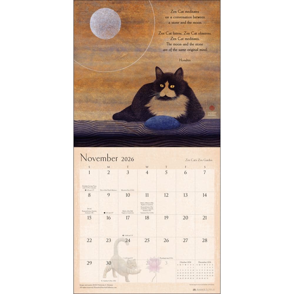 Zen Cat 2026 Wall Calendar Third Alternate Image