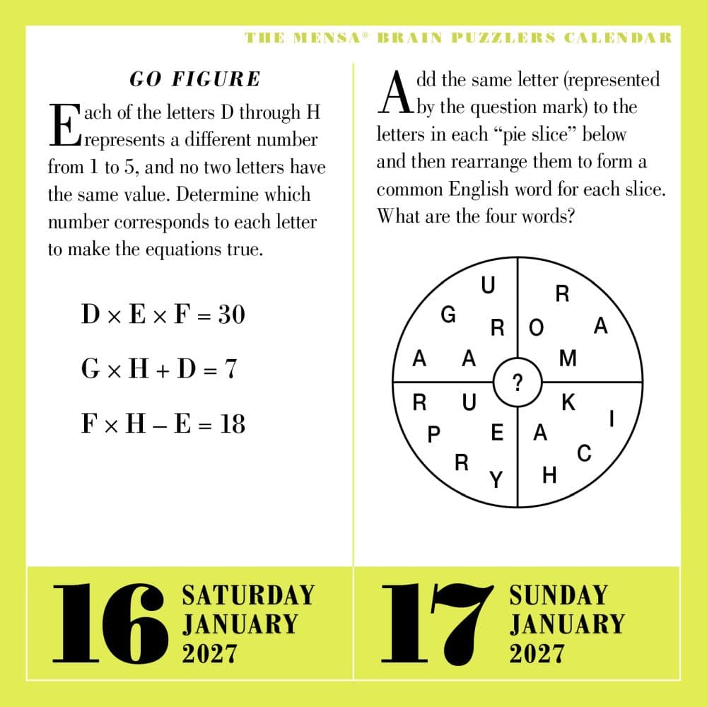 Mensa 365 Brain Puzzlers 2027 Page-A-Day Desk Calendar Third Alternate Image