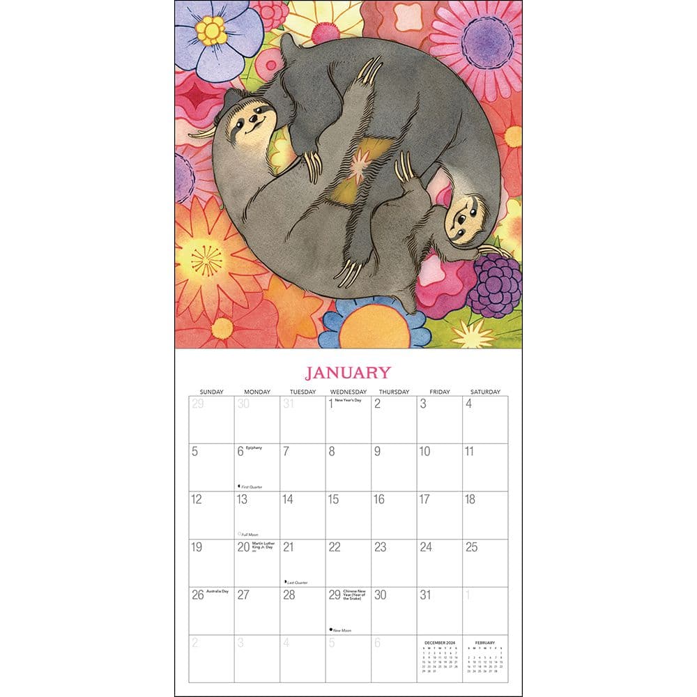 Kama Sutra Sloths 2025 Wall Calendar Second Alternate Image width="1000" height="1000"