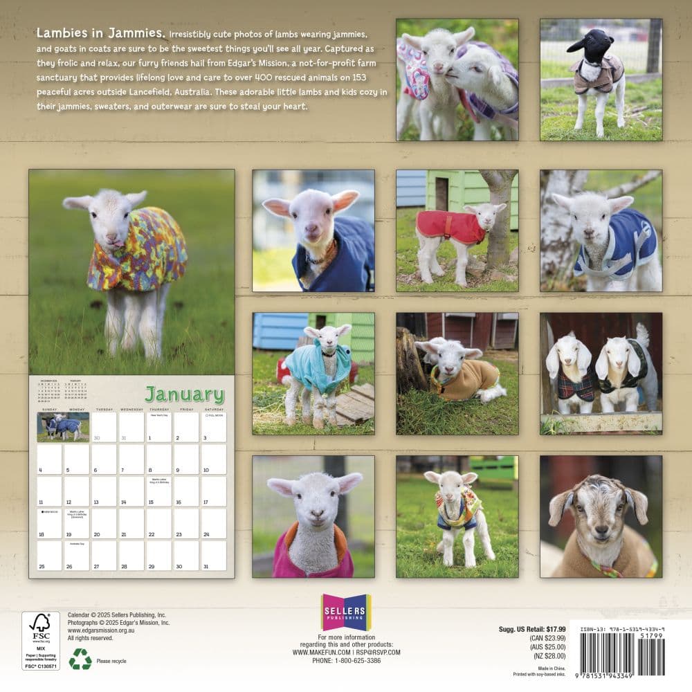 Lambies in Jammies 2026 Wall Calendar First Alternate Image