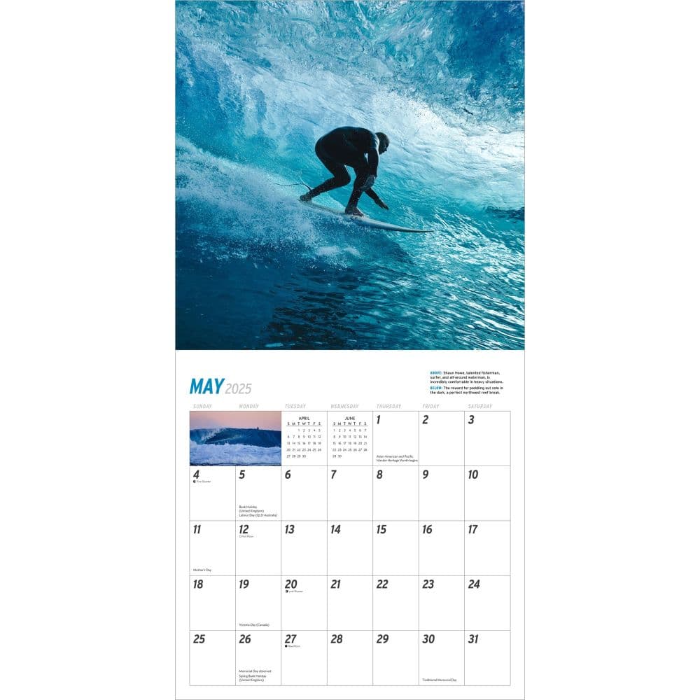 Big Wave Surfing 2025 Wall Calendar