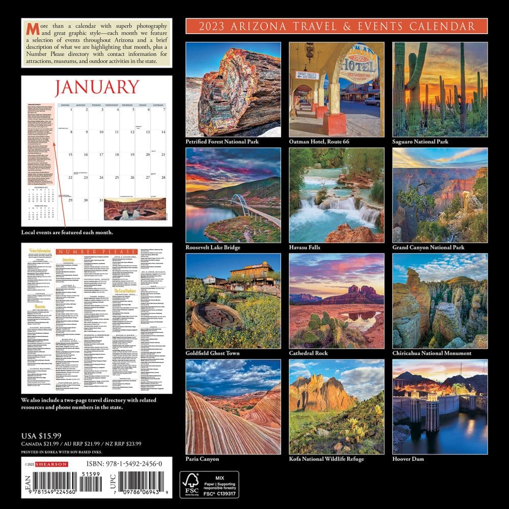 Arizona Travel and Events 2023 Wall Calendar - Calendars.com