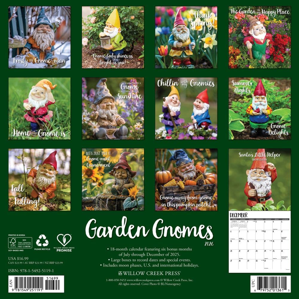Garden Gnomes 2026 Wall Calendar First Alternate Image