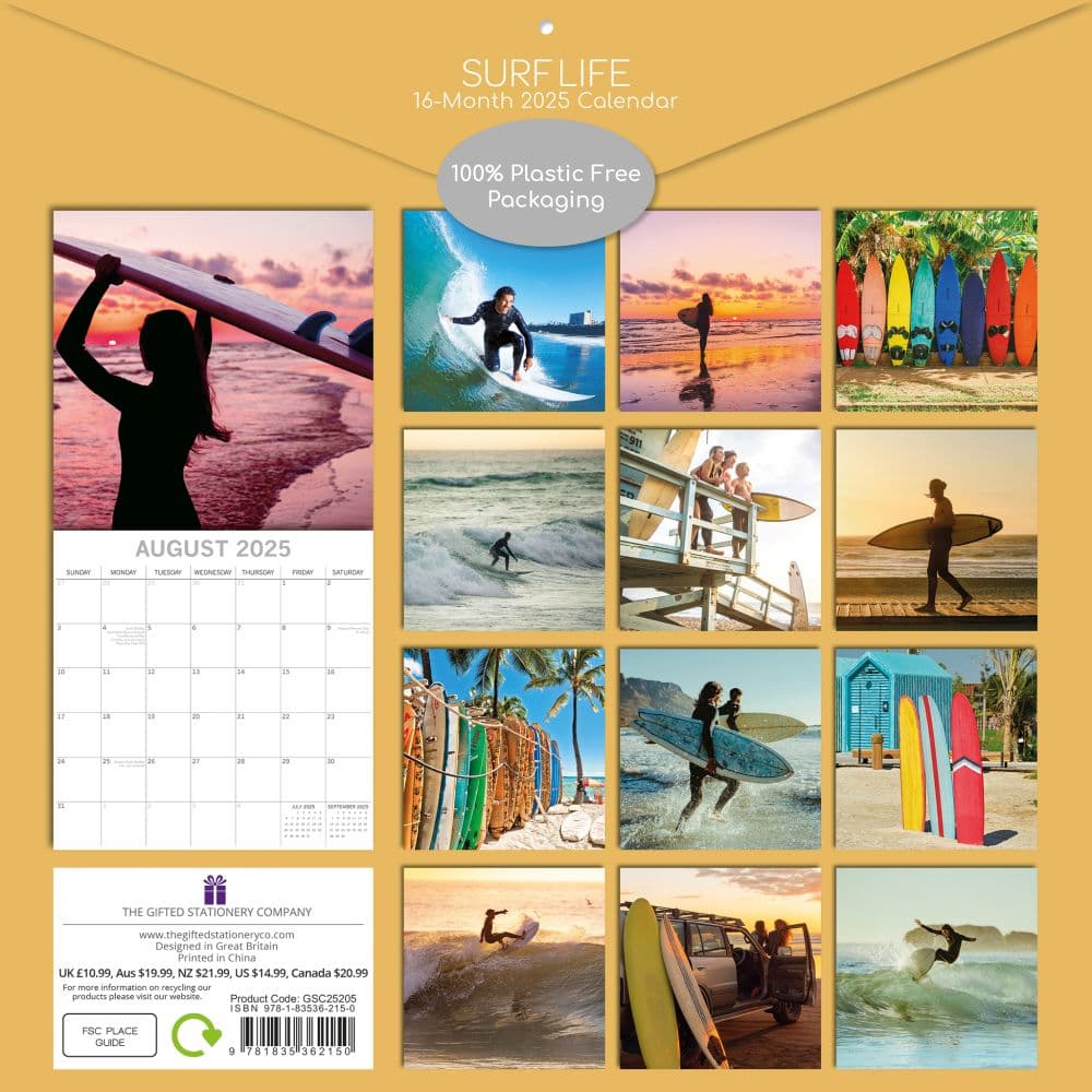 Surf Life 2025 Wall Calendar