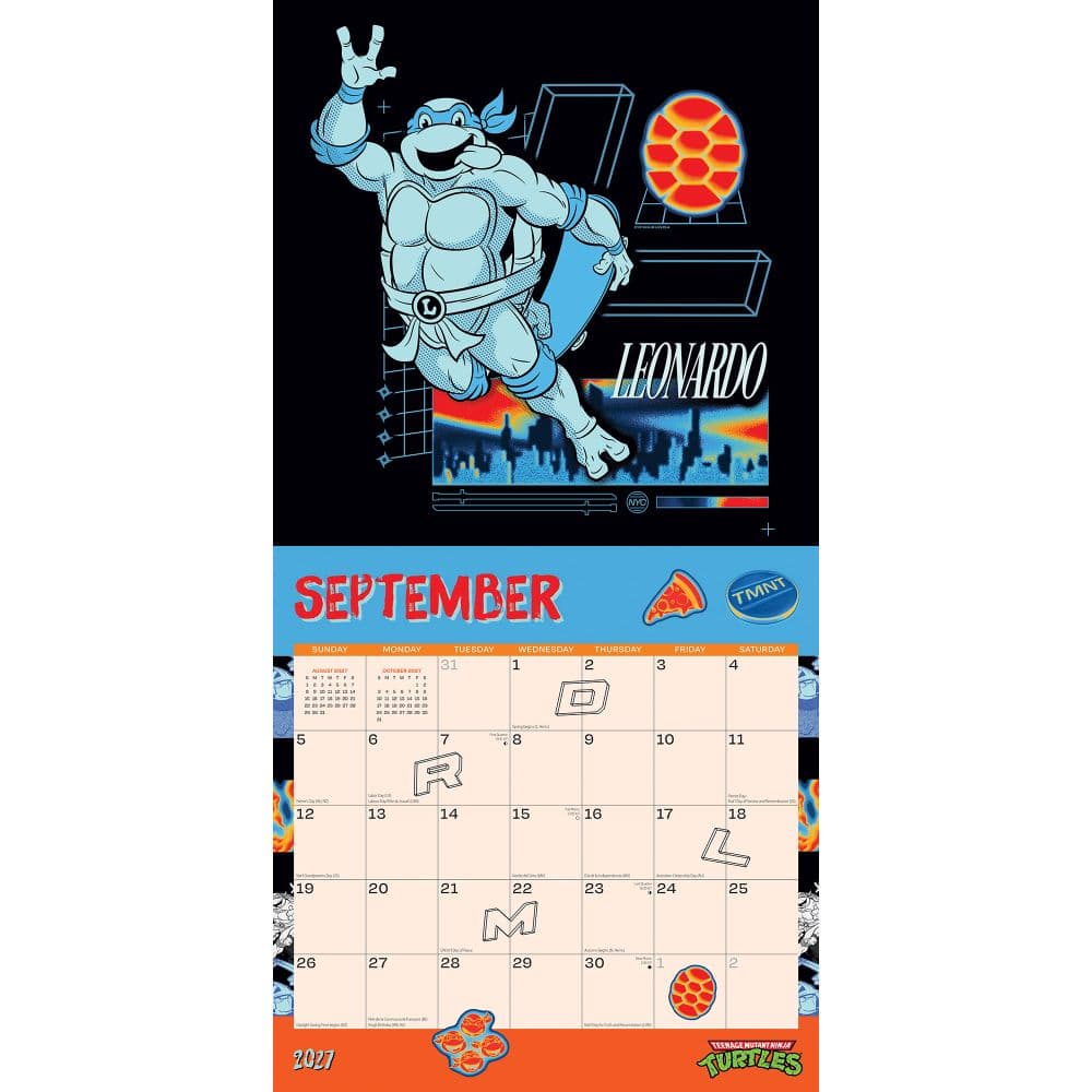 TMNT Classic 2027 Wall Calendar Third  Alternate Image