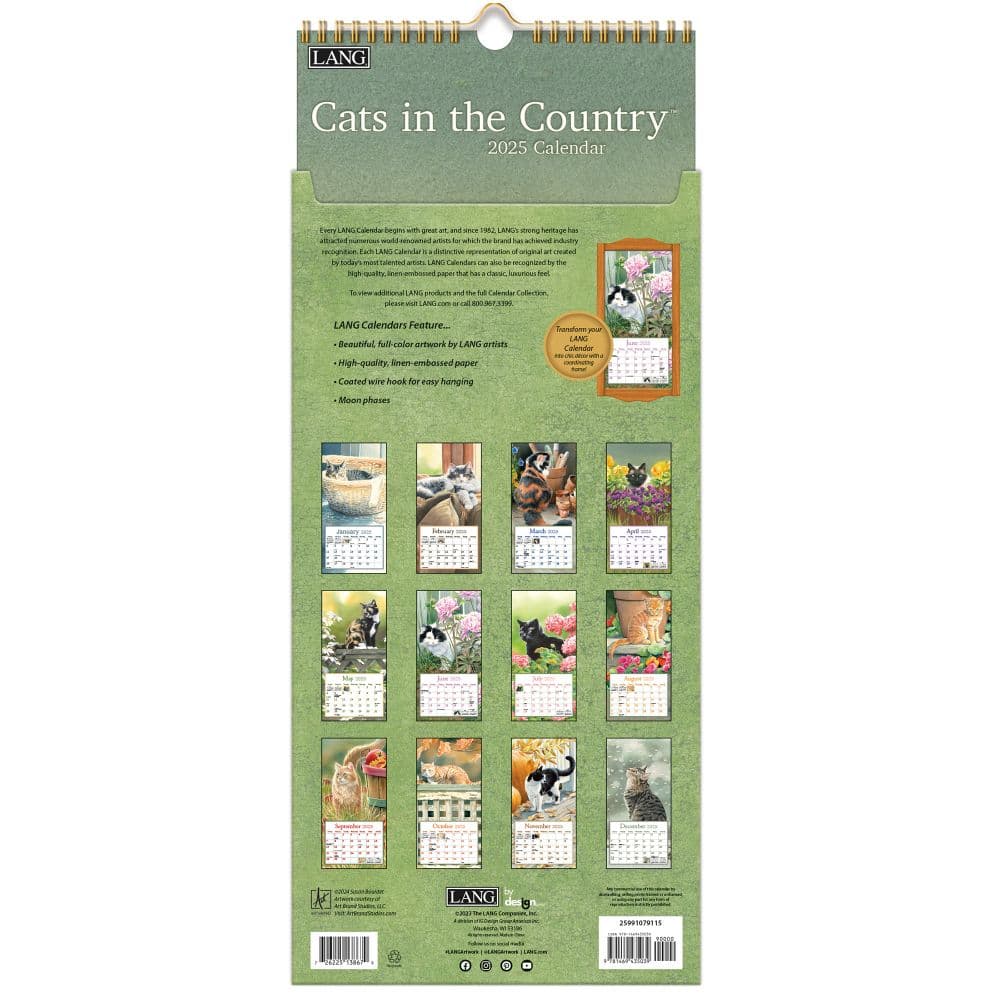 Cats in the Country 2025 Vertical Wall Calendar by Susan Bourdet_ALT3