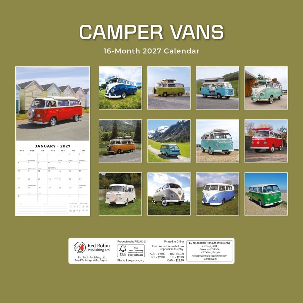 Camper Vans 2027 Wall Calendar First Alternate Image