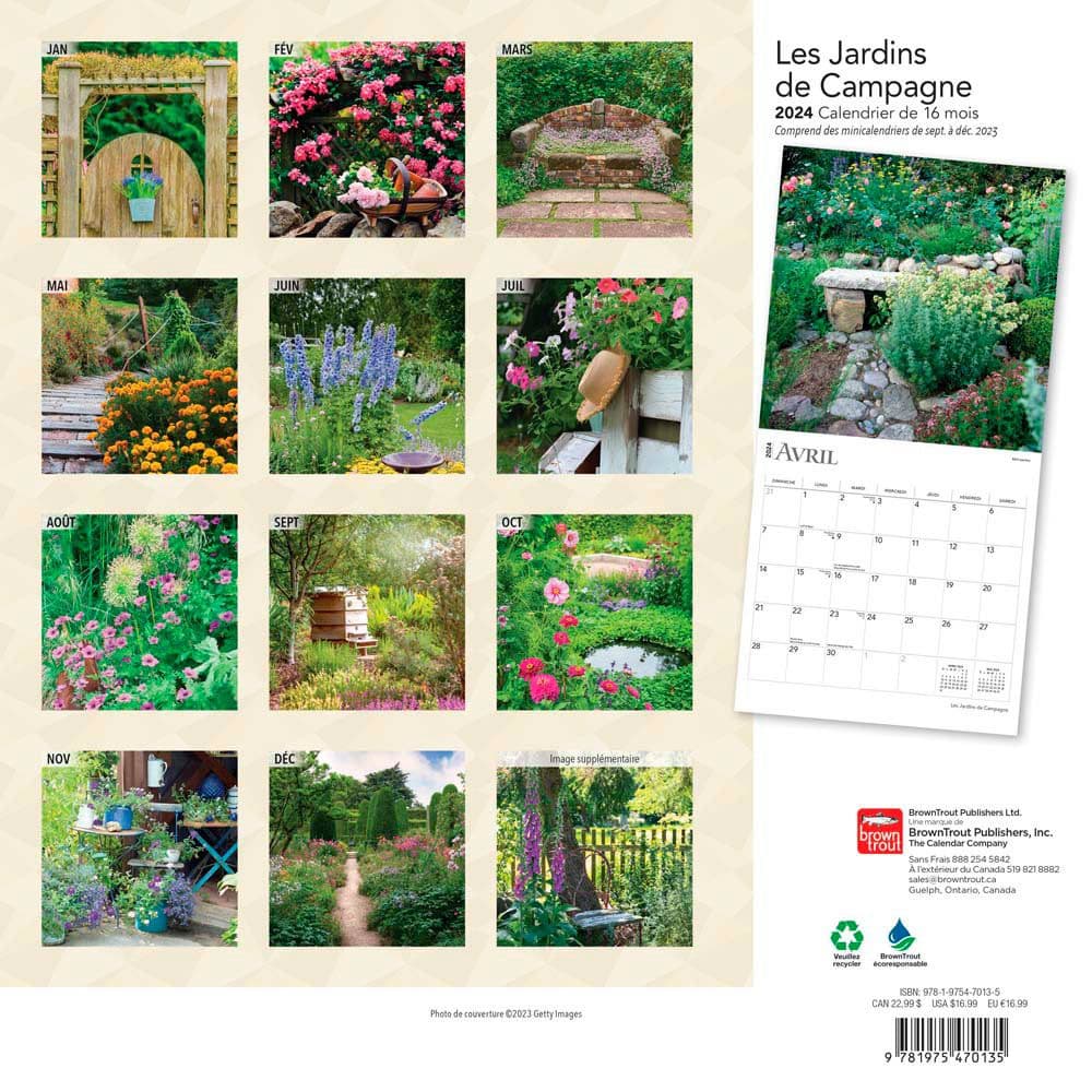 Gardens Jardins de Campagne 2024 Wall Calendar Alternate Image 1