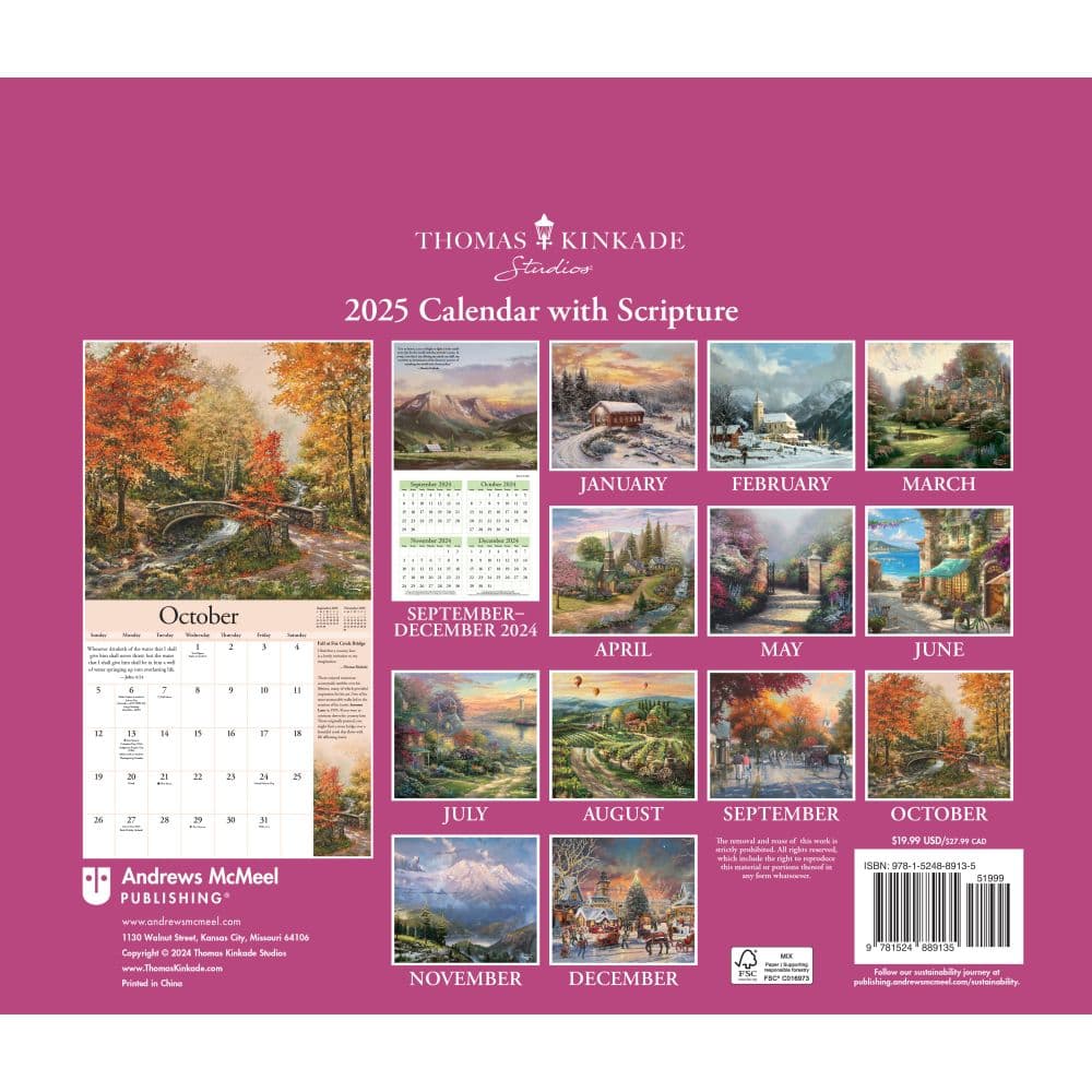 Kinkade Collectors Edition with Scripture 2025 Wall Calendar First Alternate Image