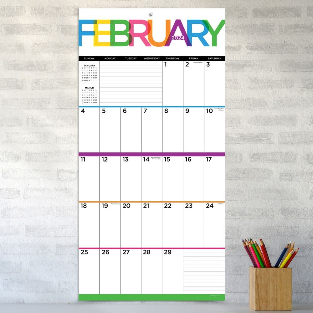 Big And Bright Grid 2024 Wall Calendar