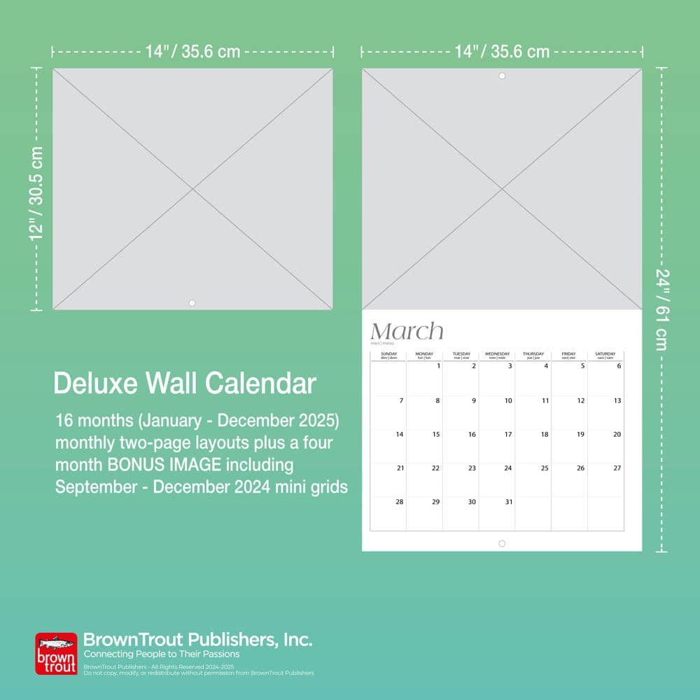 Boxers Deluxe 2025 Wall Calendar size