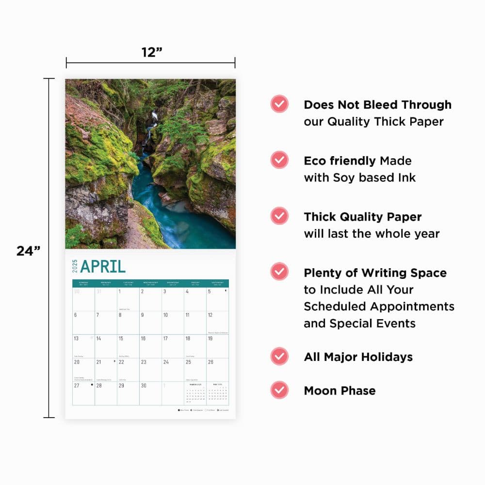 Glacier National Park 2025 Wall Calendar