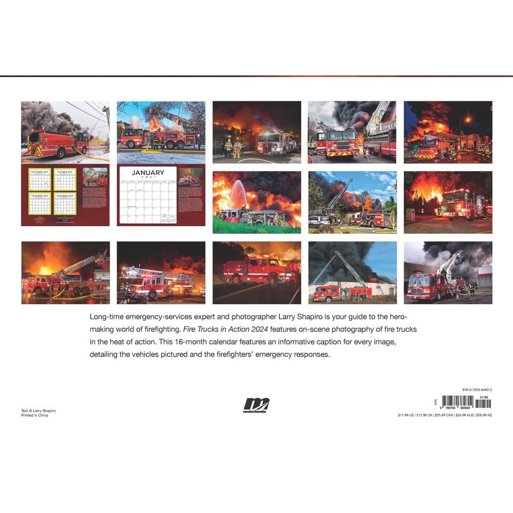 Fire Trucks in Action 2025 Wall Calendar