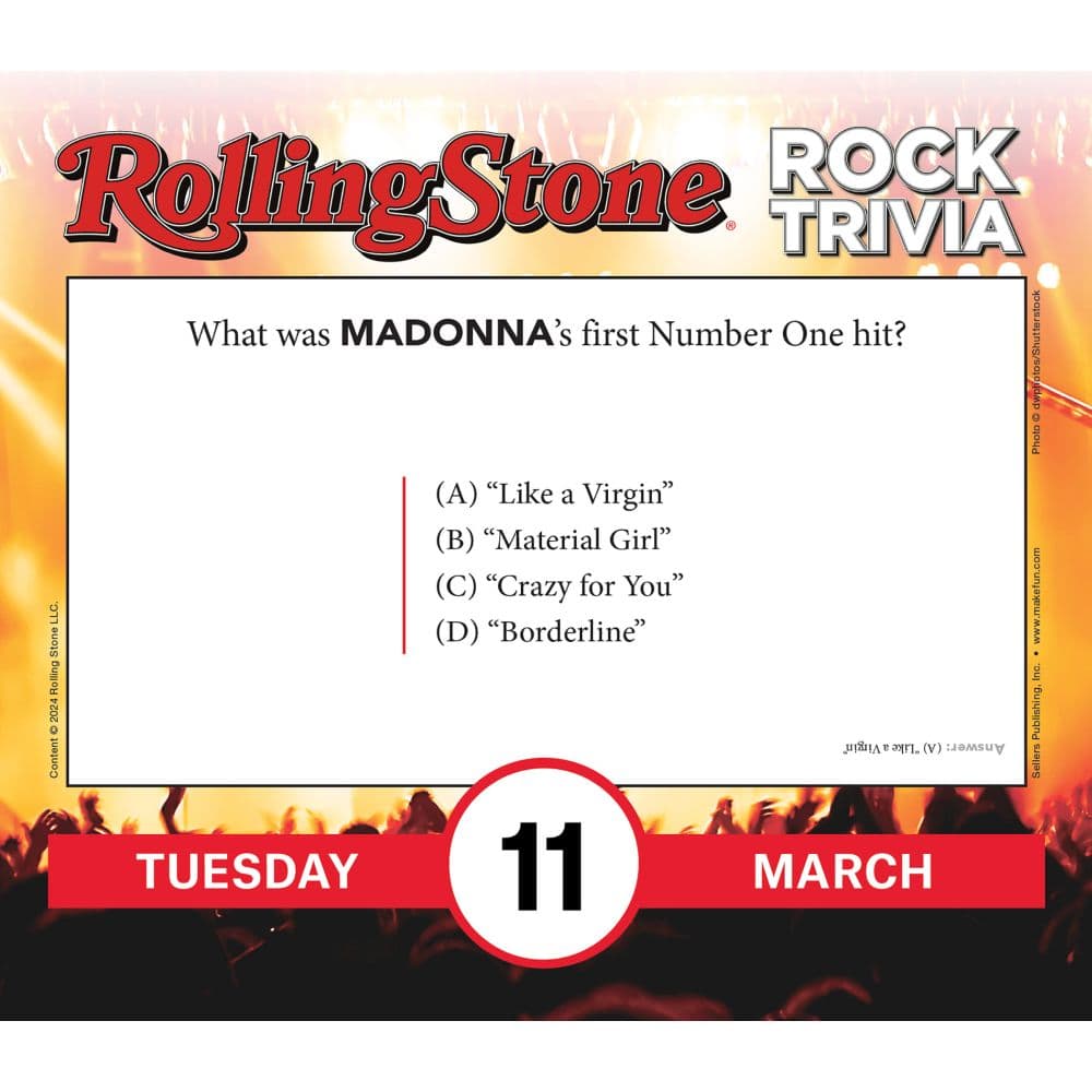 Rolling Stone Rock Trivia 2025 Desk Calendar Second Alternate Image width=&quot;1000&quot; height=&quot;1000&quot;