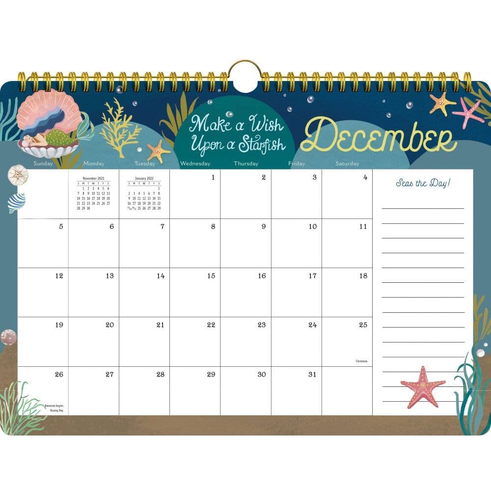 mermaid life 2022 17 month wall planner calendarscom