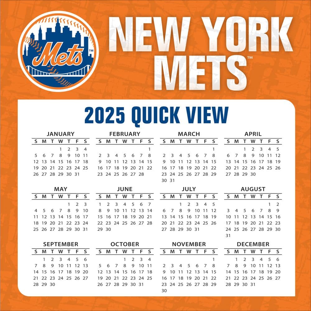 MLB New York Mets 2025 Desk Calendar Third Alternate Image