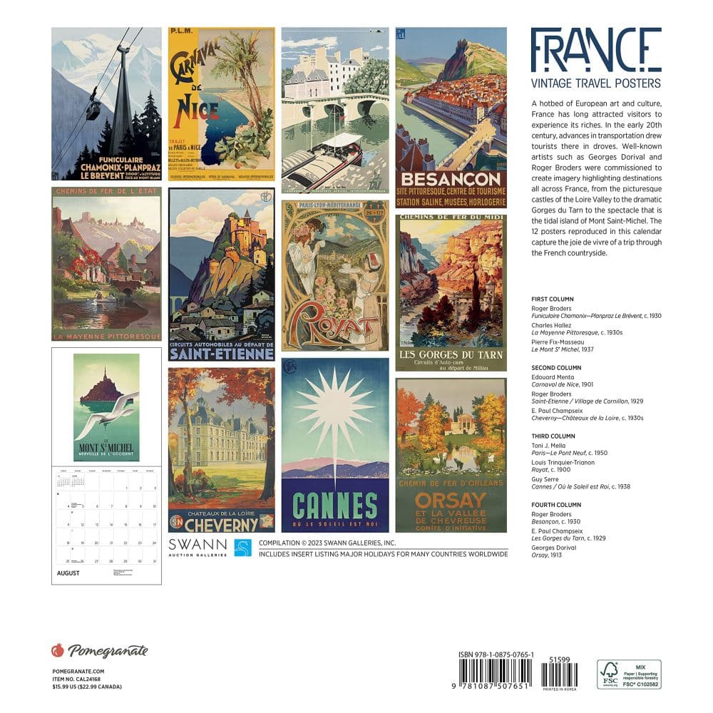 France Vintage Travel 2024 Wall Calendar_ALT1