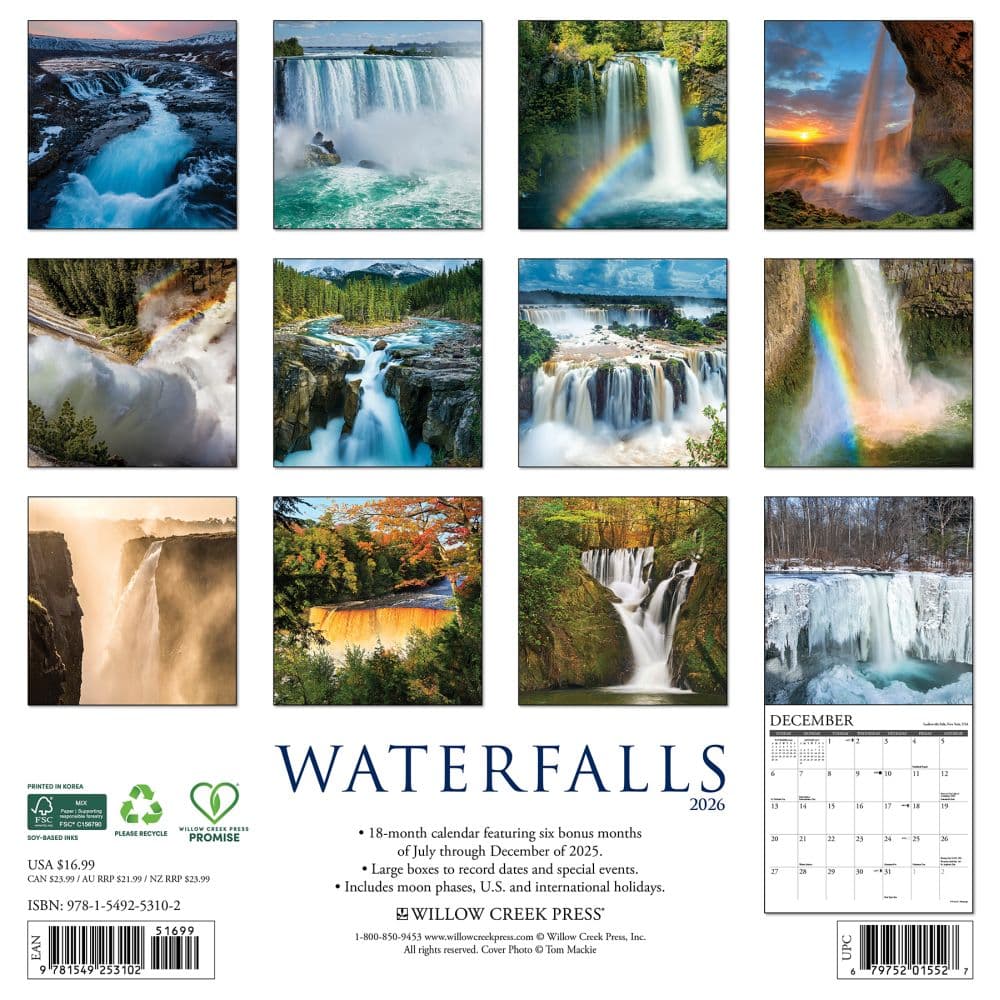 Waterfalls 2026 Wall Calendar First Alternate Image