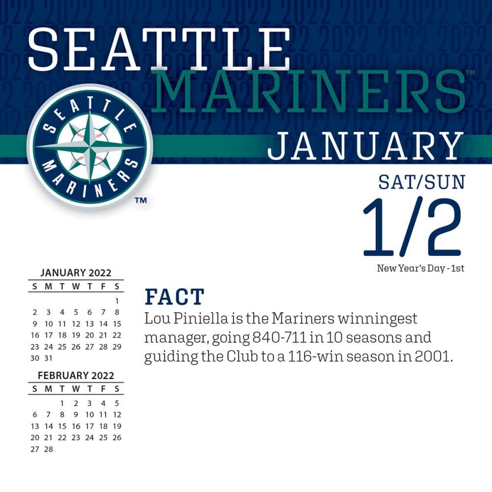 Mlb Seattle Mariners 2022 Desk Calendar Calendars Com