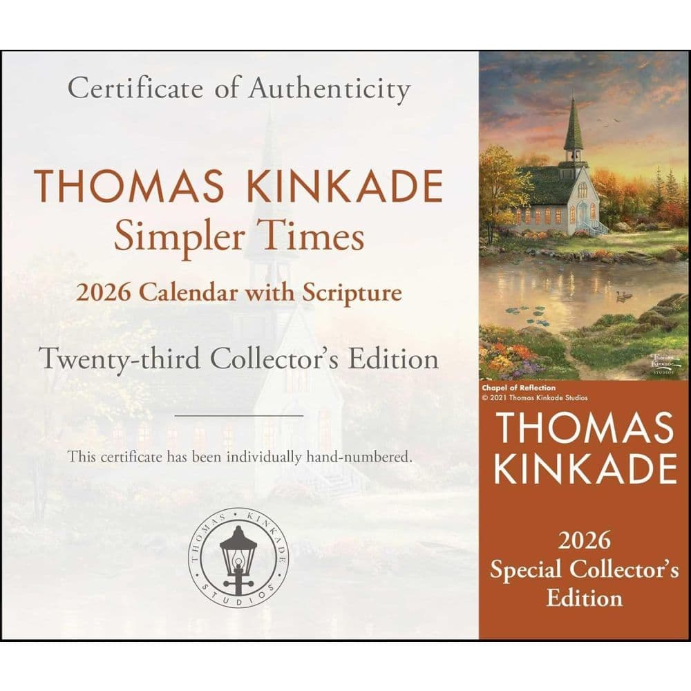 Thomas Kinkade Collectors Edition with Scripture 2026 Wall Calendar Seventh Alternate Image