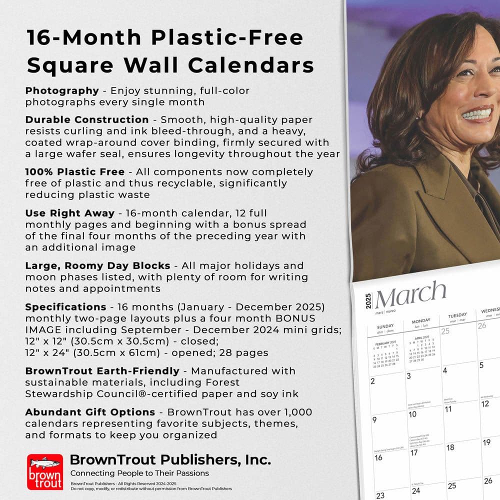 Vice President Kamala Harris 2025 Wall Calendar Fifth Alternate Image