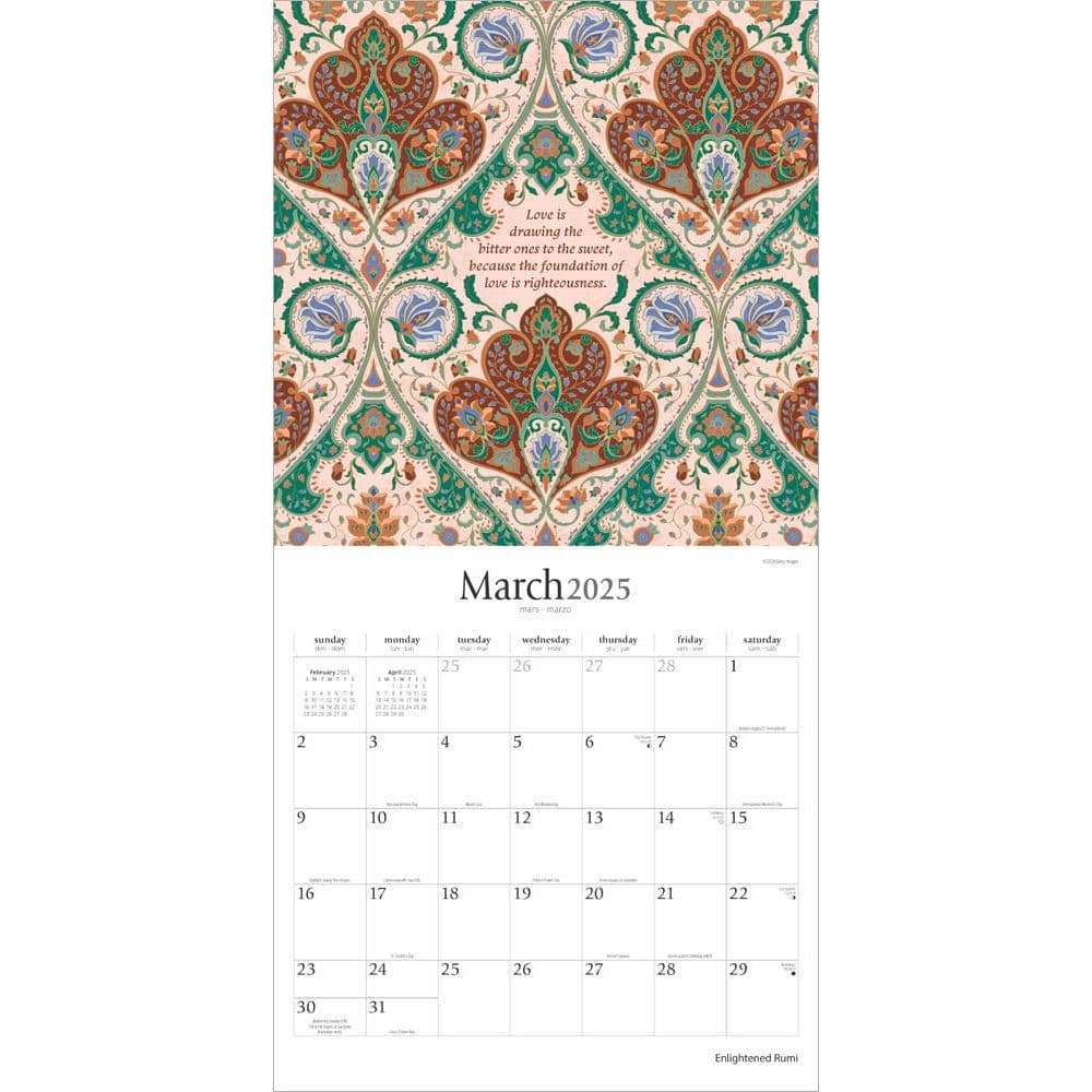 Enlightened Rumi 2025 Wall Calendar Second Alternate Image width=&quot;1000&quot; height=&quot;1000&quot;