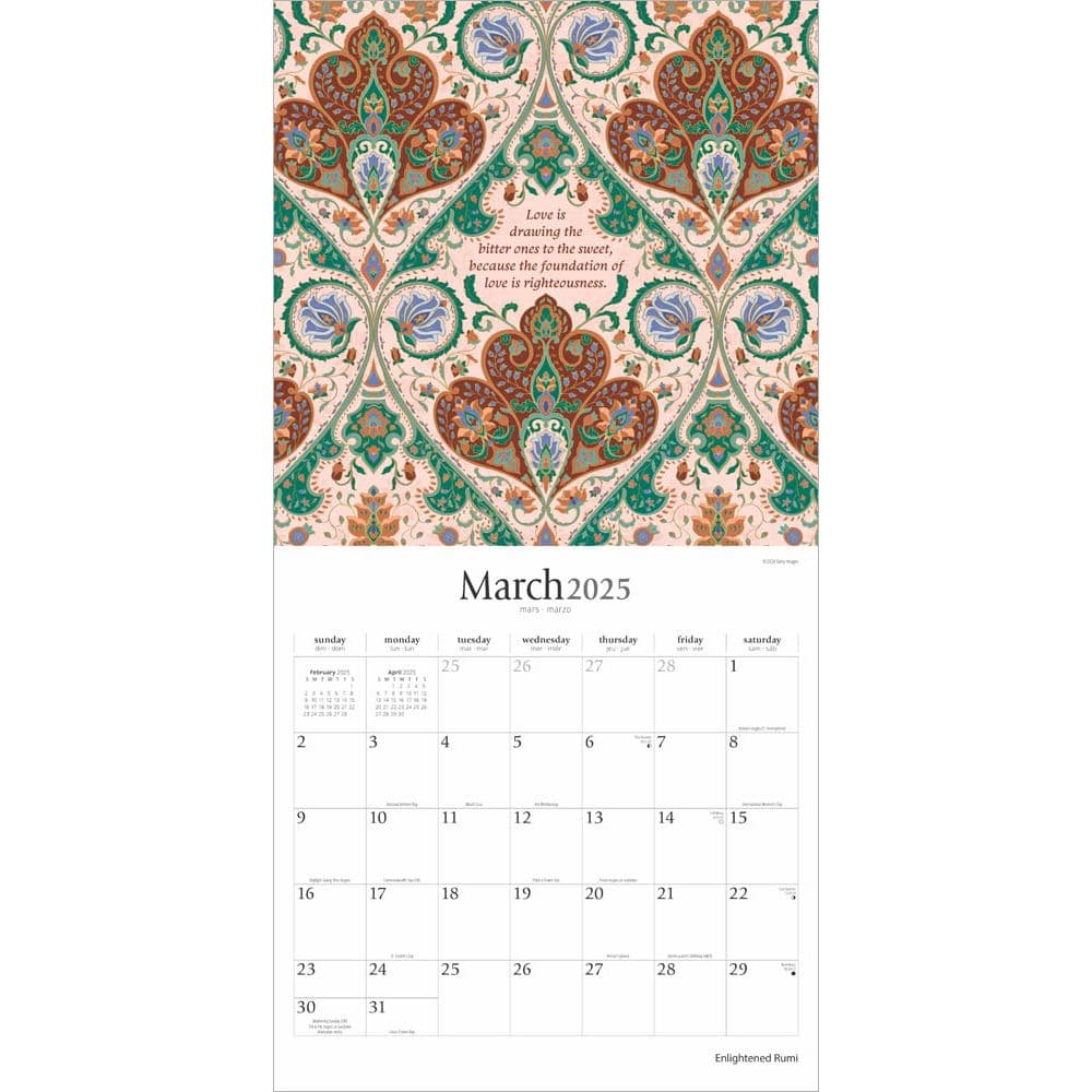 Enlightened Rumi 2025 Wall Calendar Second Alternate Image width=&quot;1000&quot; height=&quot;1000&quot;