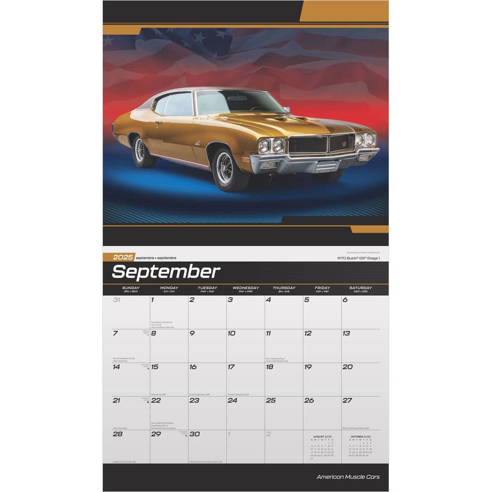 American Muscle Cars Deluxe 2025 Wall Calendar