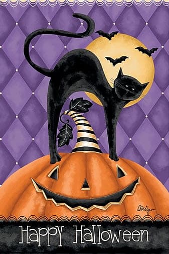 Happy Halloween Outdoor Flag-Large - 28 x 40 by LoriLynn Simms