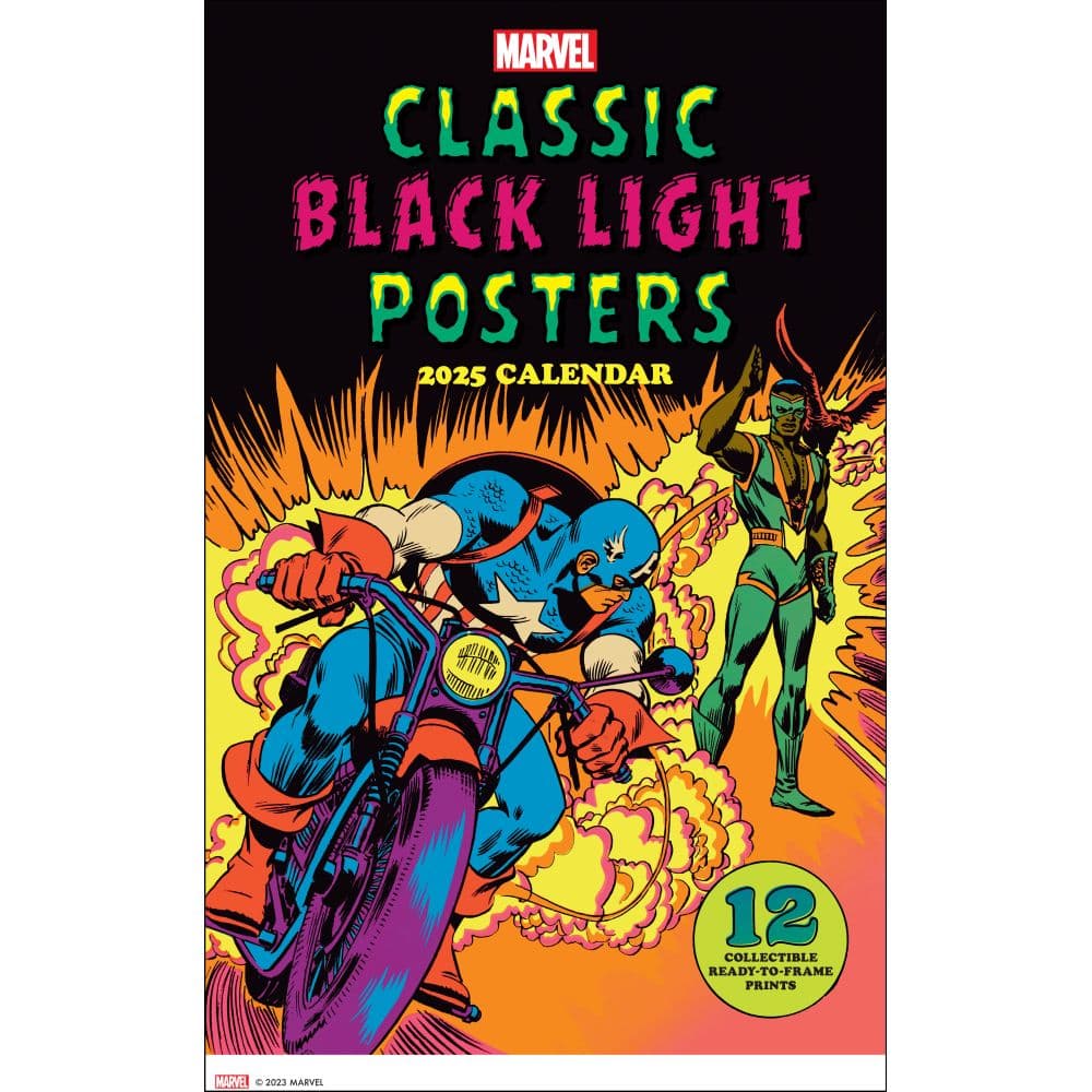 Marvel Classic Black Light Poster 2025 Wall Calendar Main Product Image