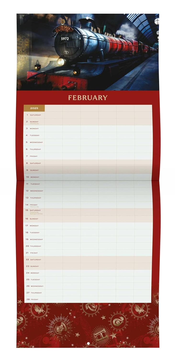 Harry Potter Hogwarts Family 2025 Wall Calendar empty grid