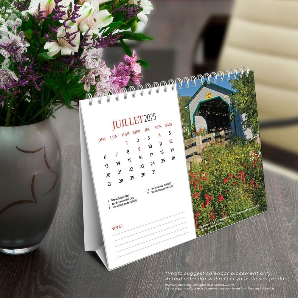 Quebec Double 2025 Easel Desk Calendar French interior