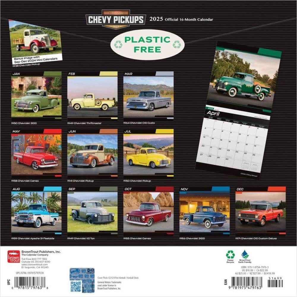 Chevy Classic Pickups 2025 Wall Calendar First Alternate Image