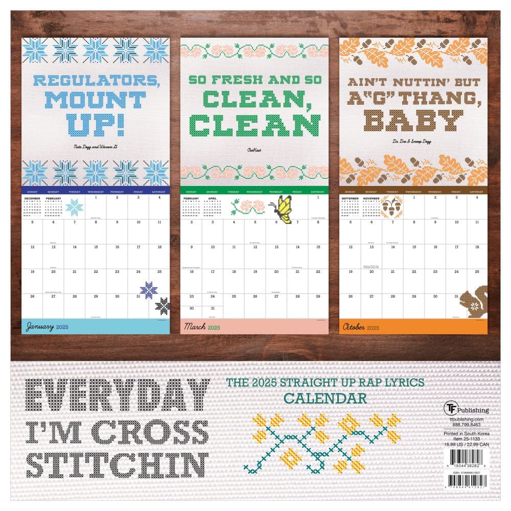 Cross Stitch Lyrics 2025 Wall Calendar Alt1