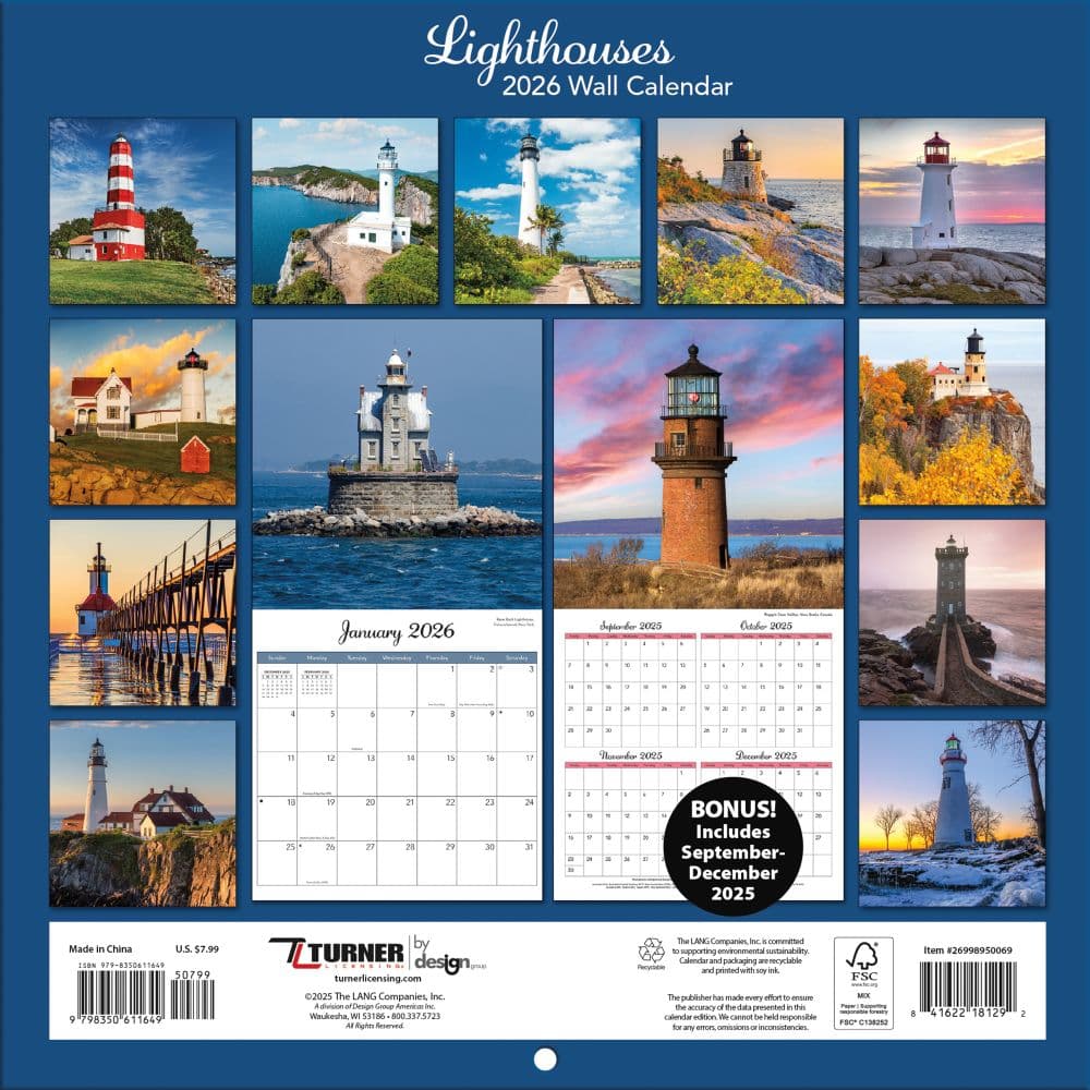 Lighthouses Photo 2026 Mini Wall Calendar_ALT3
