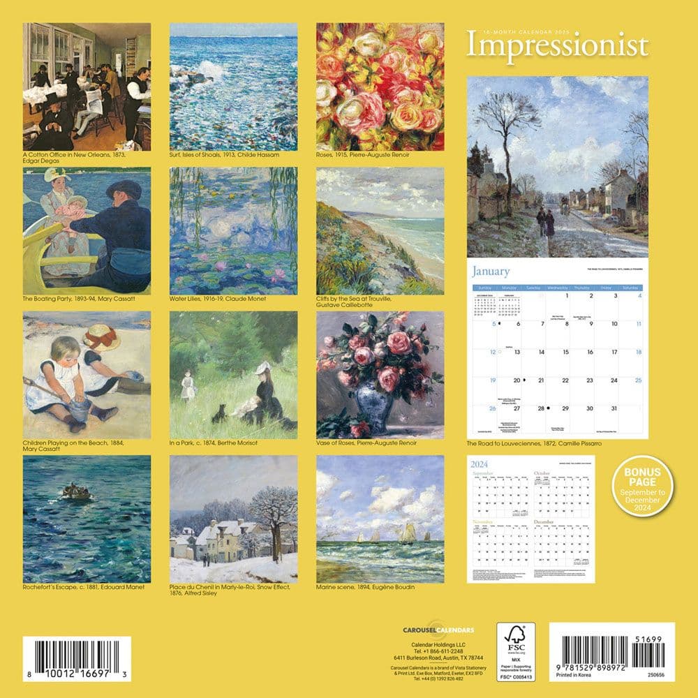 Impressionist Wall Calendar 2025