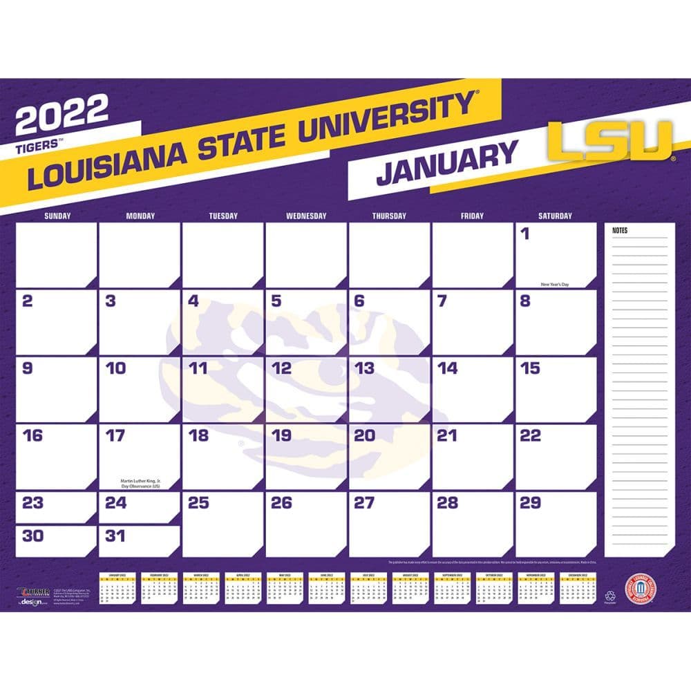 LSU Tigers 2022 Desk Pad Calendar