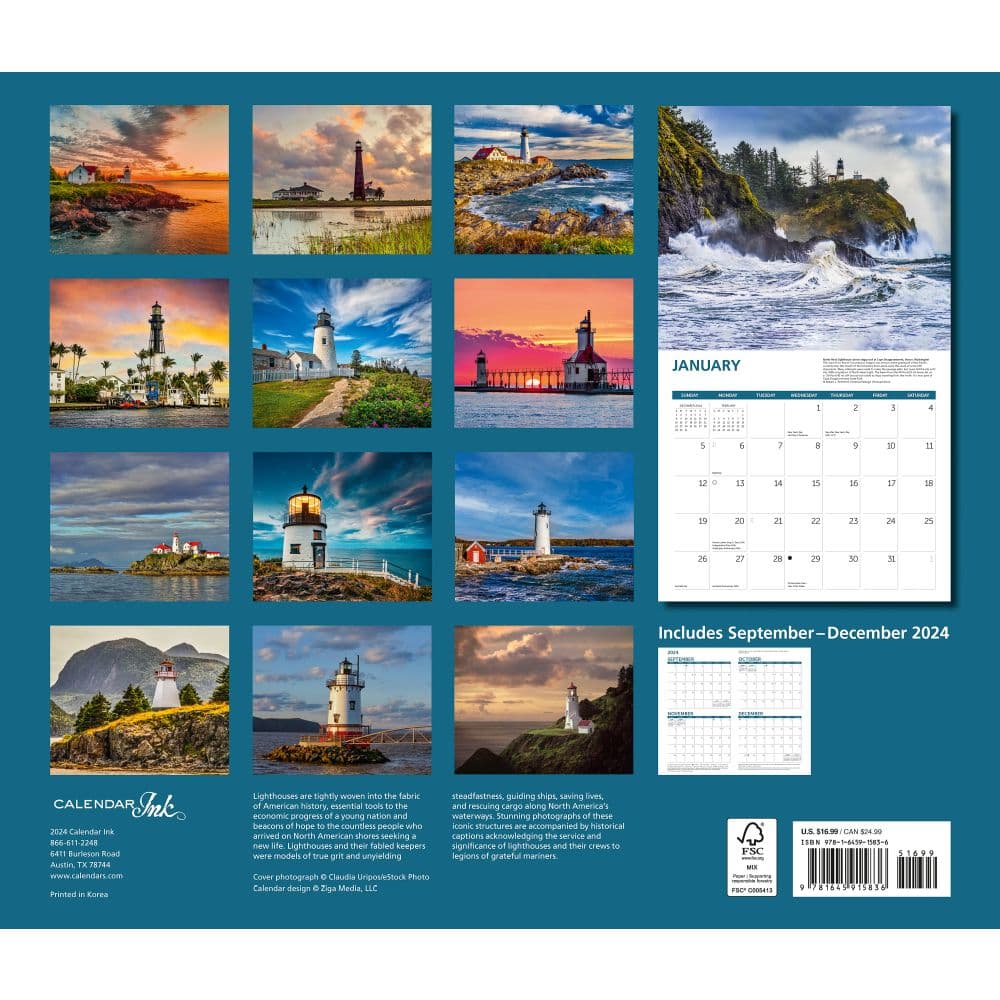 Lighthouses Deluxe 2025 Wall Calendar First Alternate Image width=&quot;1000&quot; height=&quot;1000&quot;