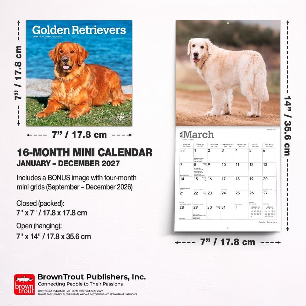 Golden Retrievers 2027 Mini Wall Calendar Sixth Alternate Image