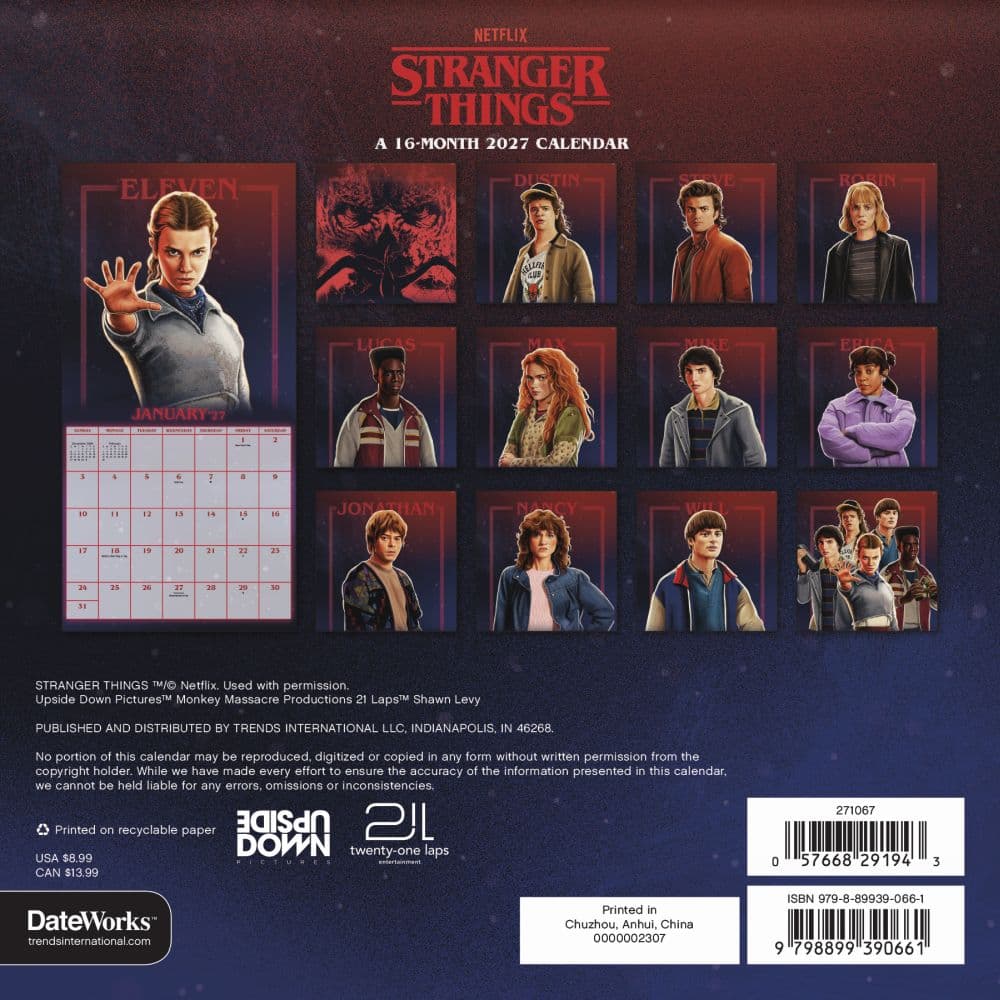 Stranger Things 2027 Mini Wall Calendar First Alternate Image