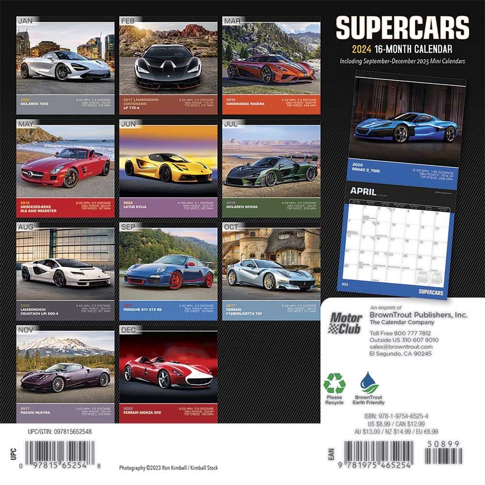 Supercars 2024 Mini Wall Calendar Alternate Image 1