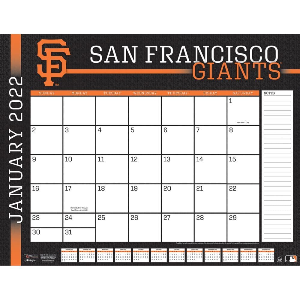 Sf Giants 2022 Schedule Mlb San Francisco Giants 2022 Desk Pad - Calendars.com