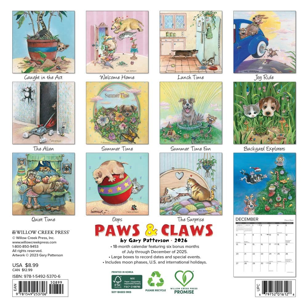 Paws and Claws by Gary Patterson 2026 Mini Wall Calendar First Alternate Image