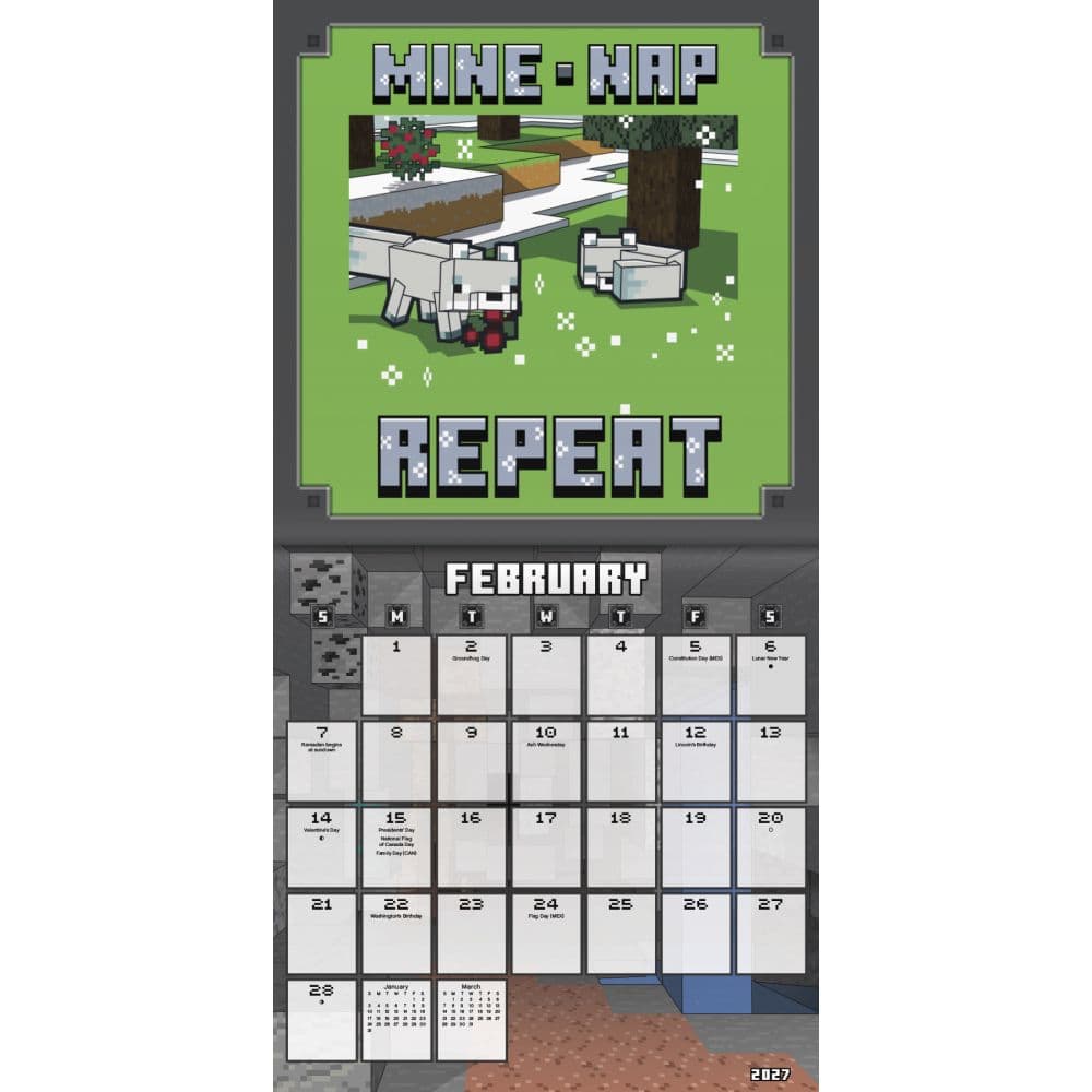 Minecraft 2027 Mini Wall Calendar Third Alternate Image