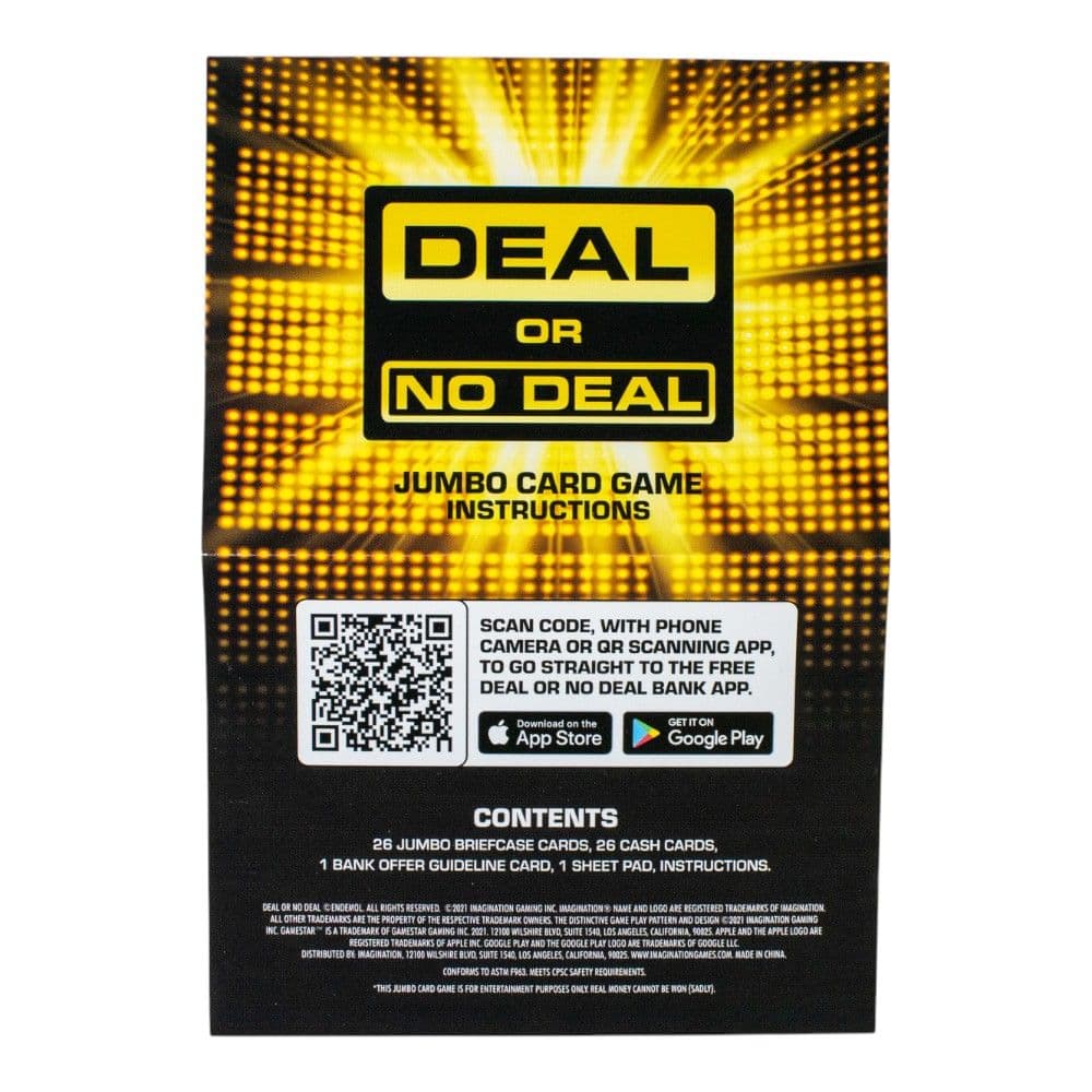 Deal or No Deal Jumbo Card Game Second Alternate Image