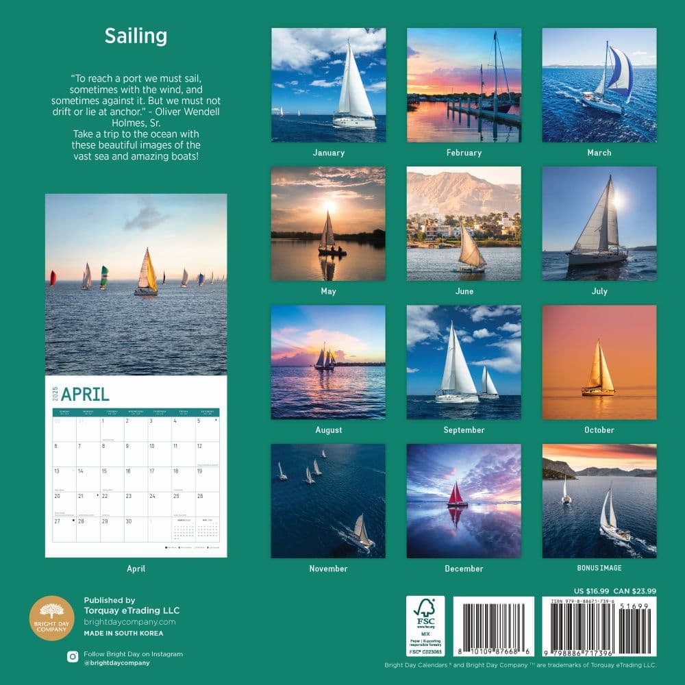 Sailing 2025 Wall Calendar First Alternate Image width="1000" height="1000"