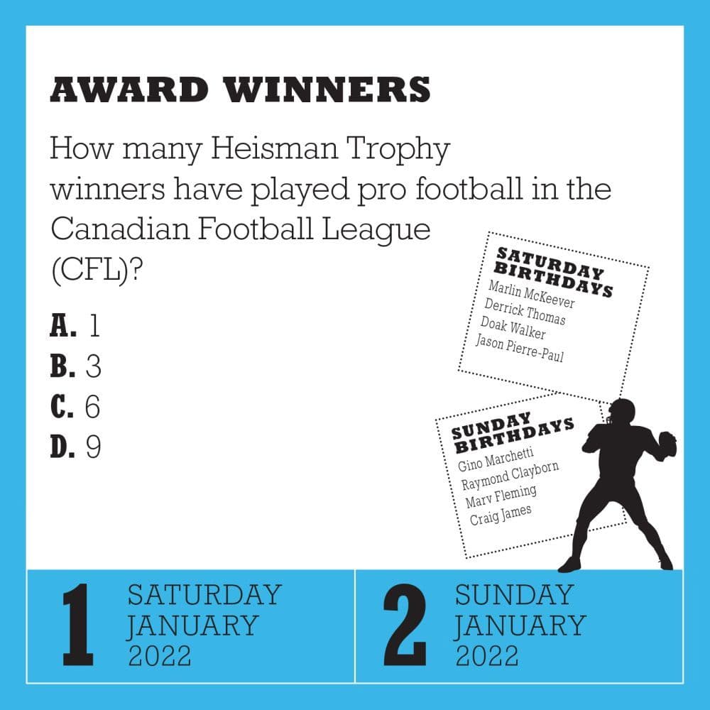 Pro Day 2022 Calendar A Year Of Football Trivia! 2022 Page-A-Day Calendar - Calendars.com