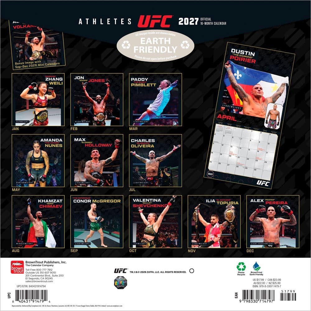 UFC Athletes 2027 Wall Calendar First Alternate Image