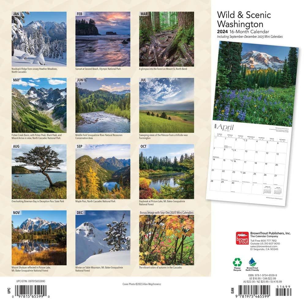 Washington Wild and Scenic 2024 Wall Calendar